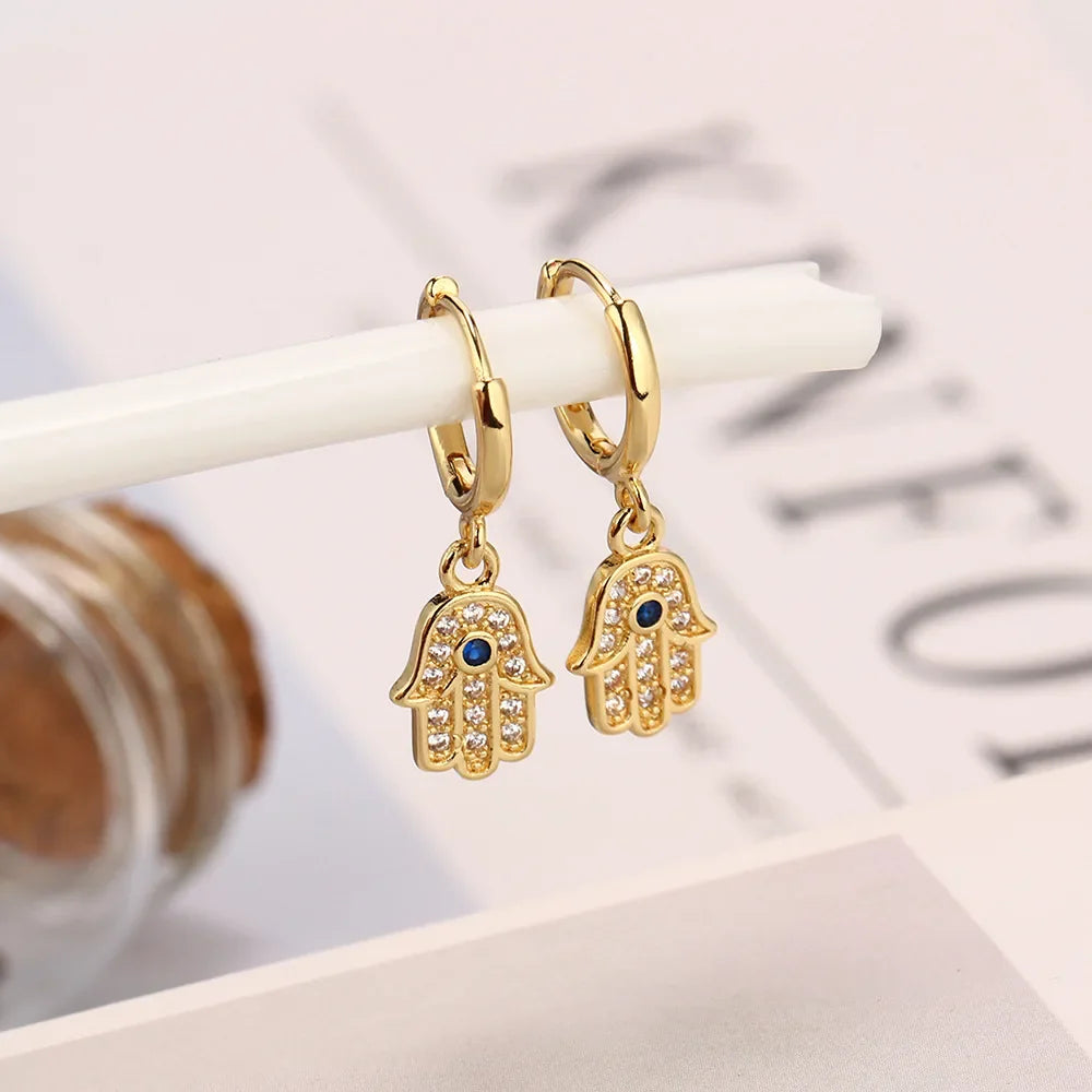 Evil Eye Hand Earrings