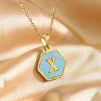 Colorful Hexagon Initial Necklace