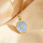 Colorful Hexagon Initial Necklace