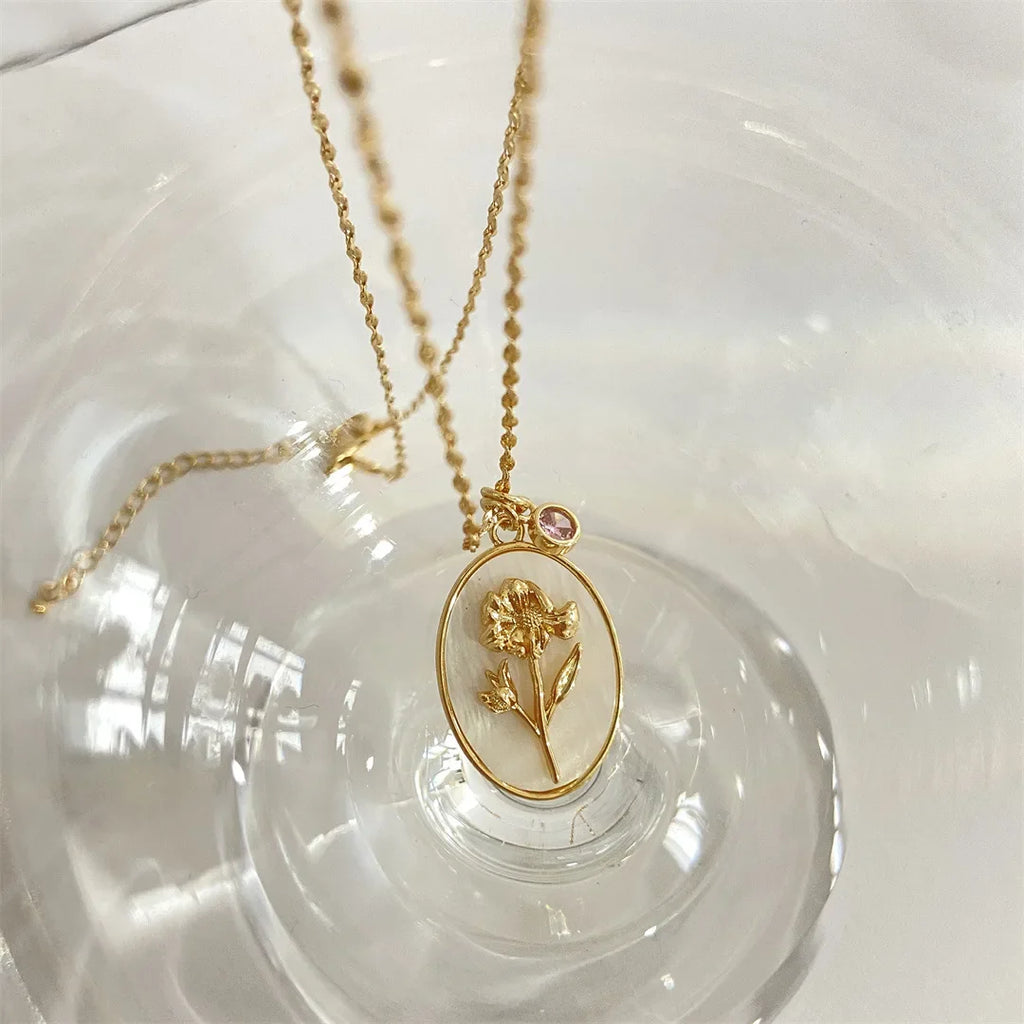 Birth Flower & Stone Necklace