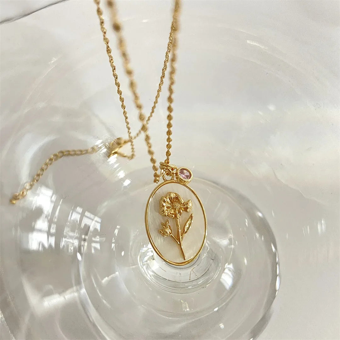 Birth Flower & Stone Necklace
