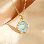Colorful Hexagon Initial Necklace