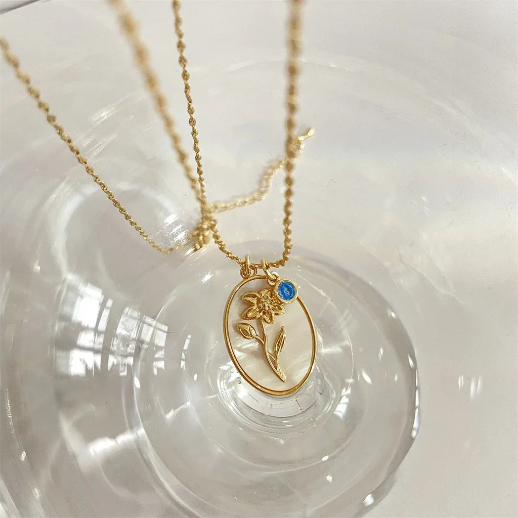 Birth Flower & Stone Necklace