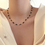 Retro Obsidian Bead Necklace