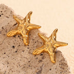 18k Hammered Starfish Earrings