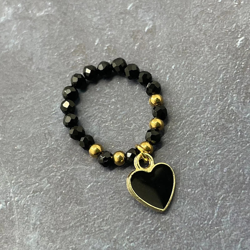 Obsidian Charm Ring