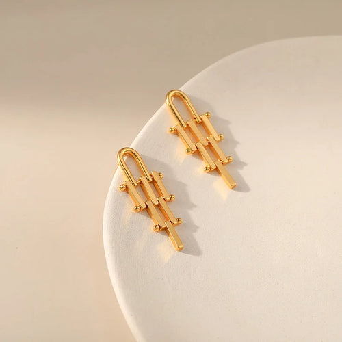 18k Geometric Bar Earrings
