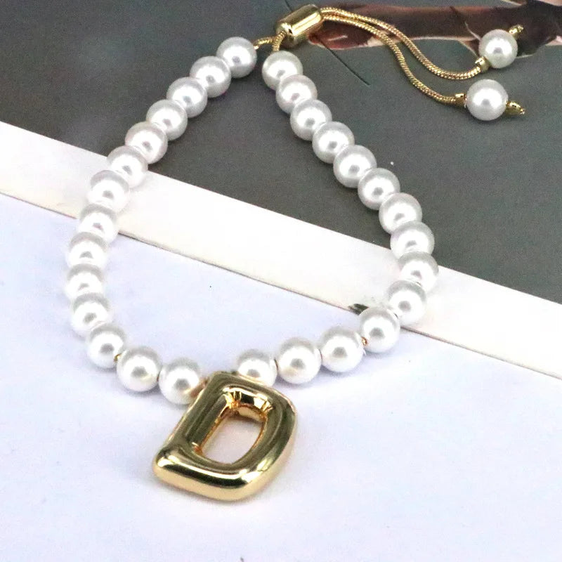 Pearl Balloon Initial Bracelets