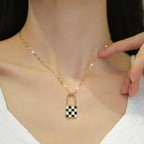 Checkerboard Lock Necklace