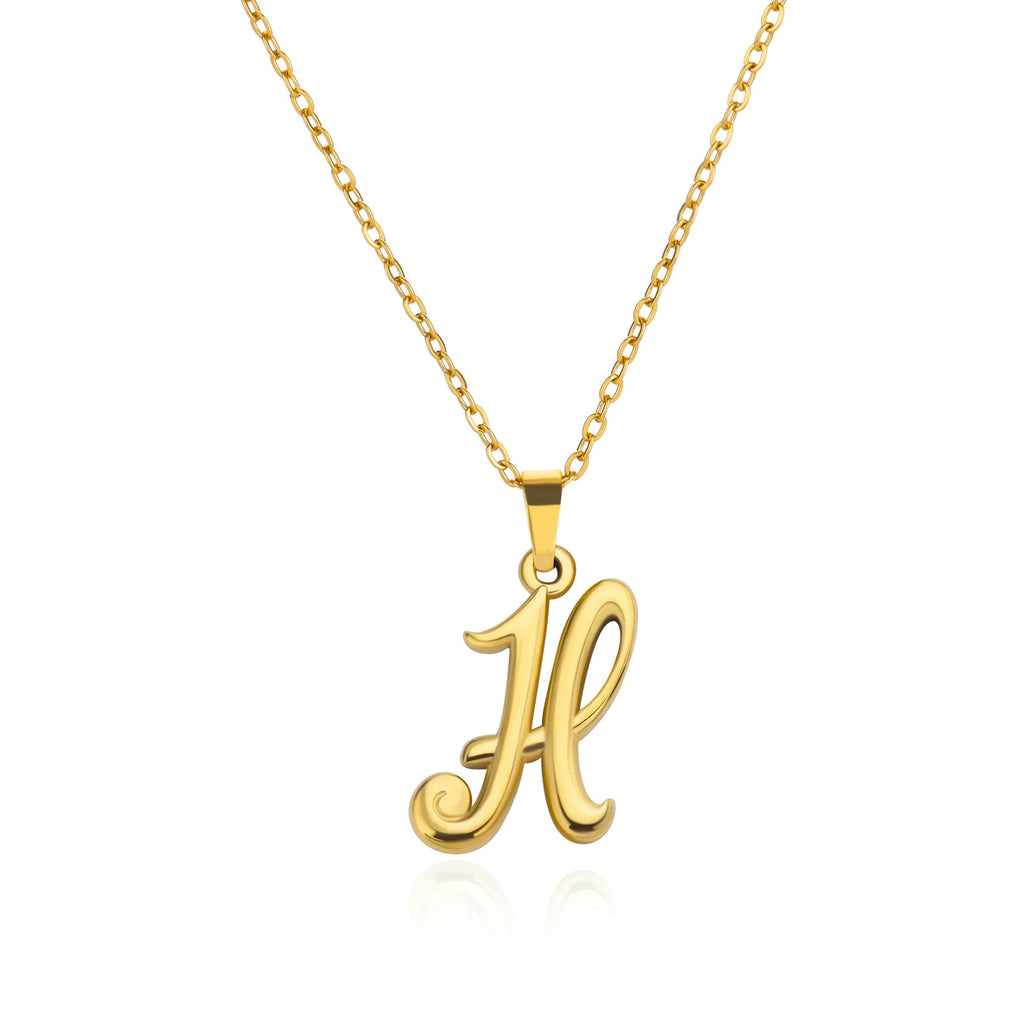 18k Cursive Initial Necklace