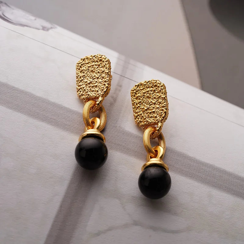Elegant Black Ball Earrings