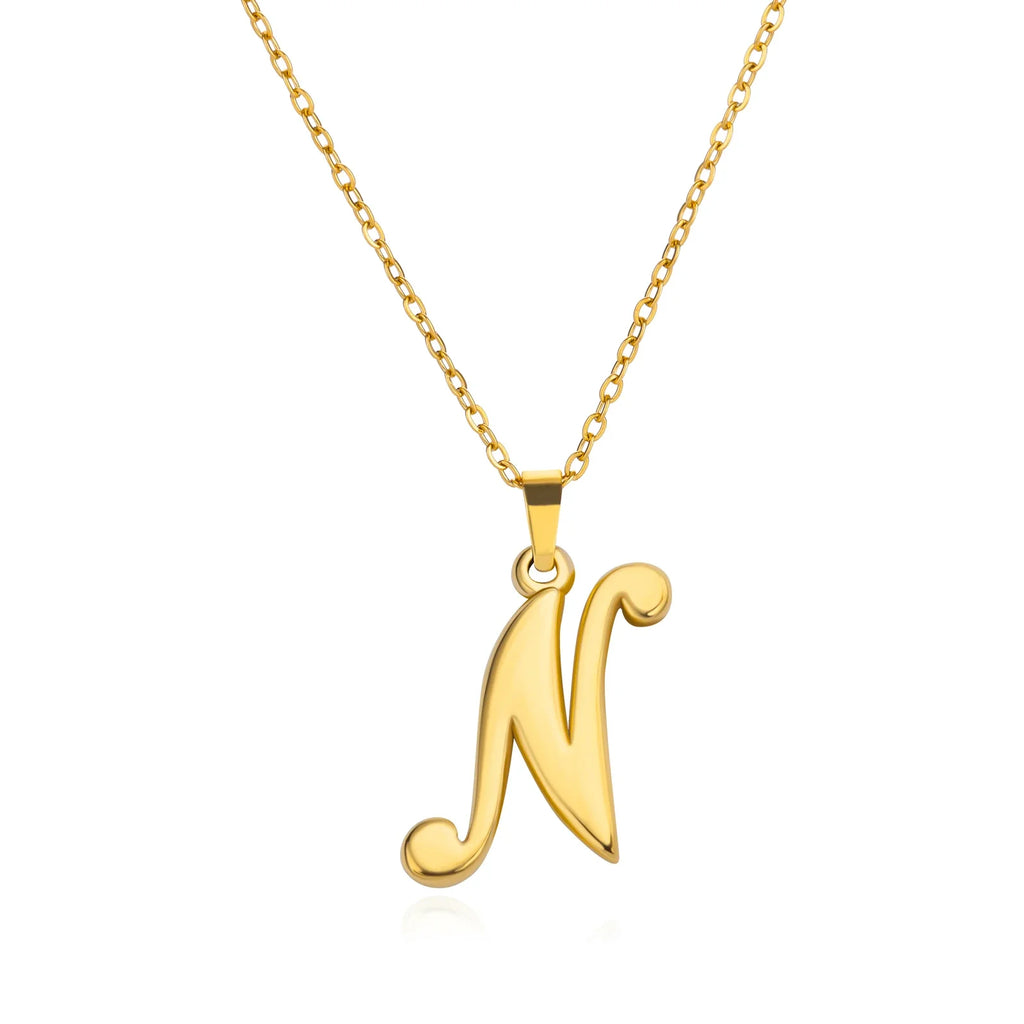 18k Cursive Initial Necklace