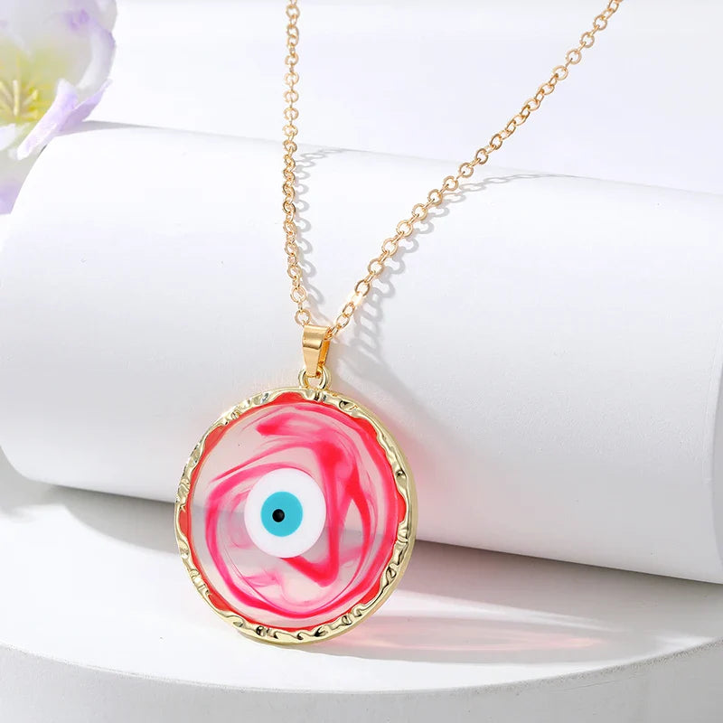 Round Pendant Evil Eye Necklace
