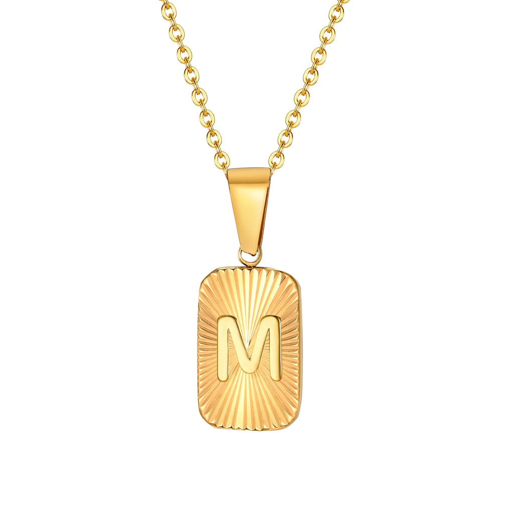 18k Square Ray Initial Necklace