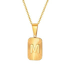 18k Square Ray Initial Necklace