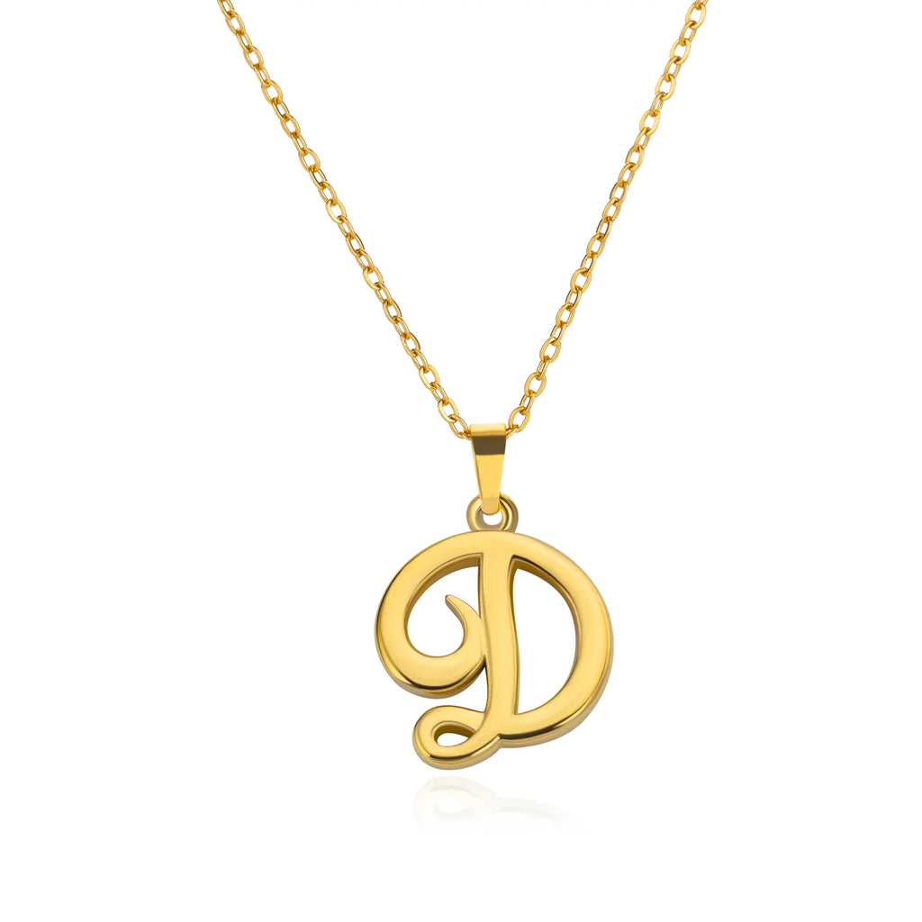 18k Cursive Initial Necklace