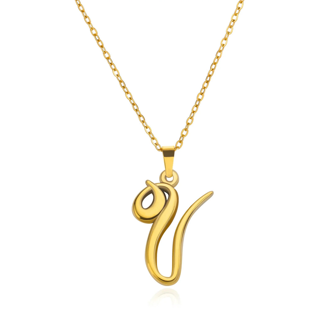 18k Cursive Initial Necklace