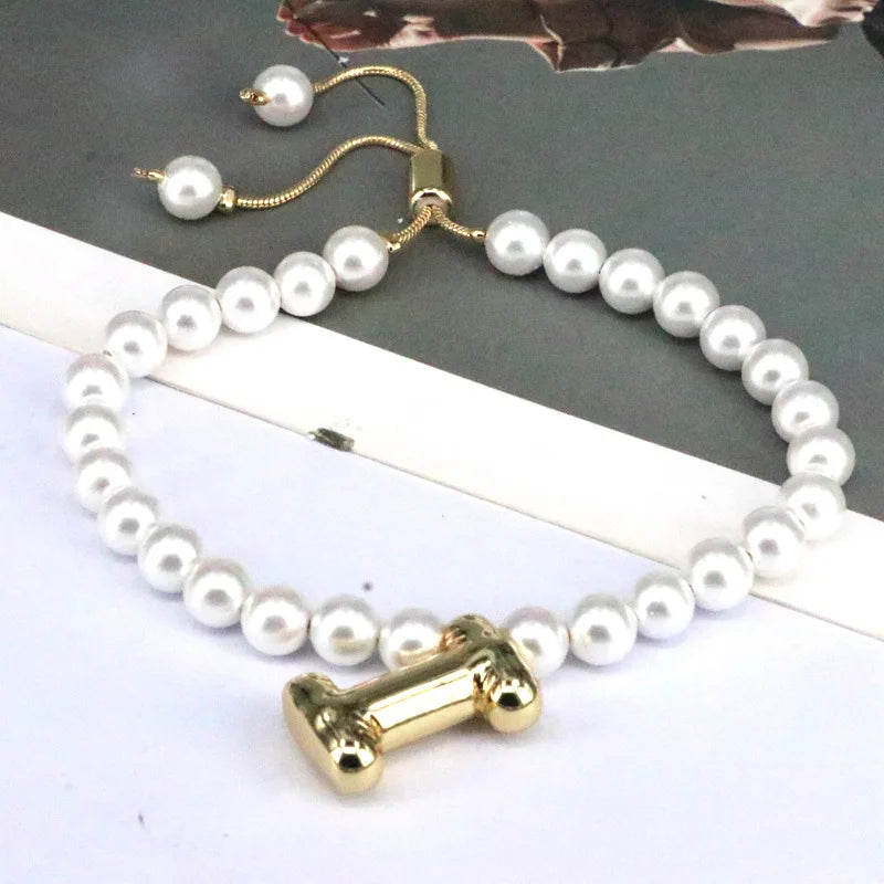 Pearl Balloon Initial Bracelets