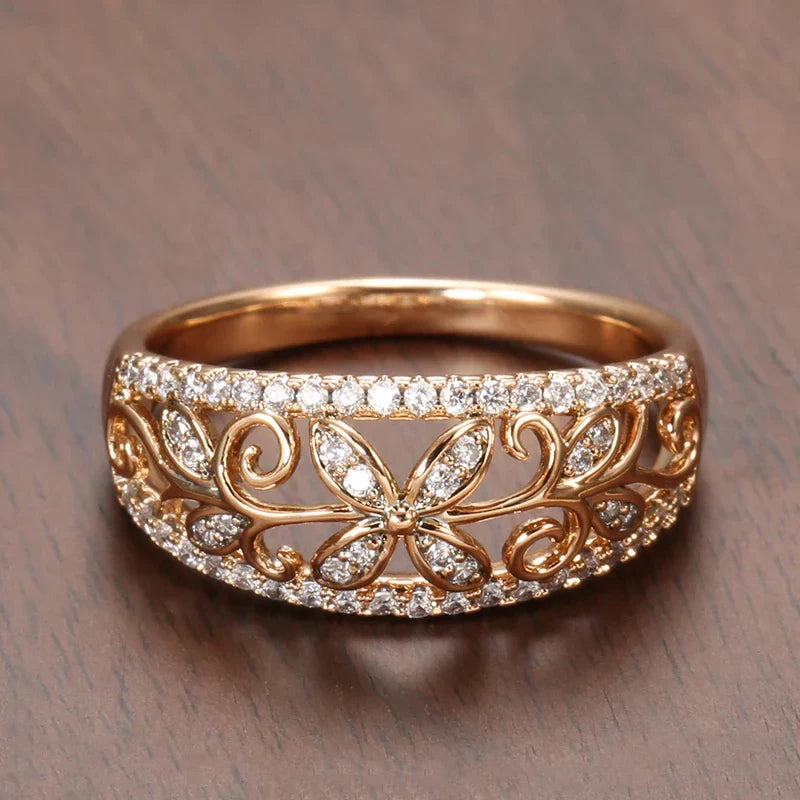 Crystal Floral Ring
