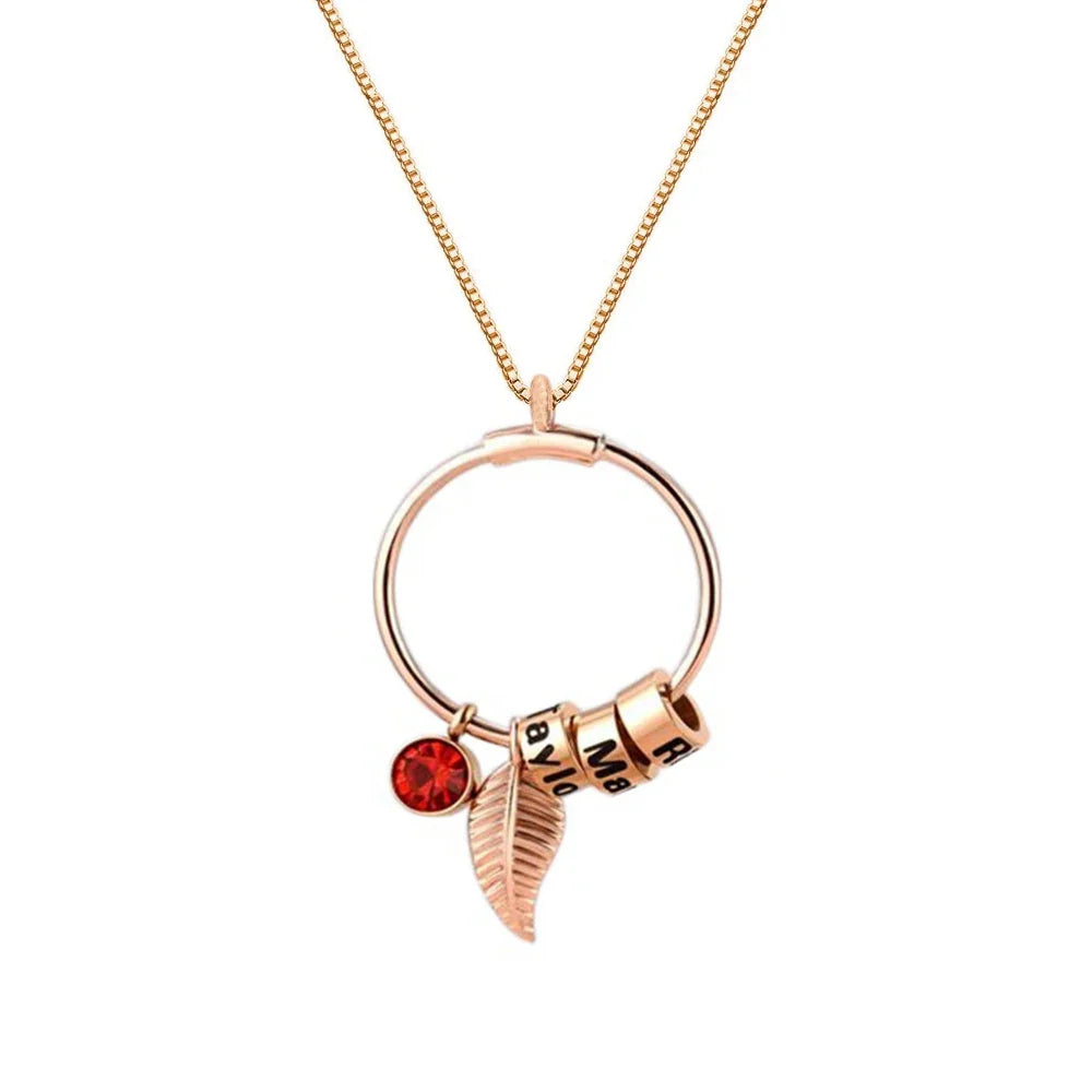 Circle Birthstone & Name Necklace