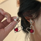 Gothic Red Heart Earrings