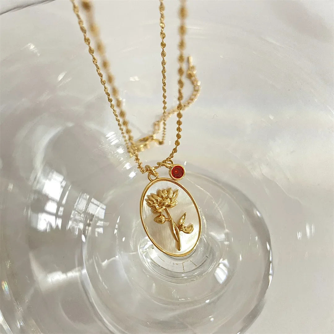 Birth Flower & Stone Necklace