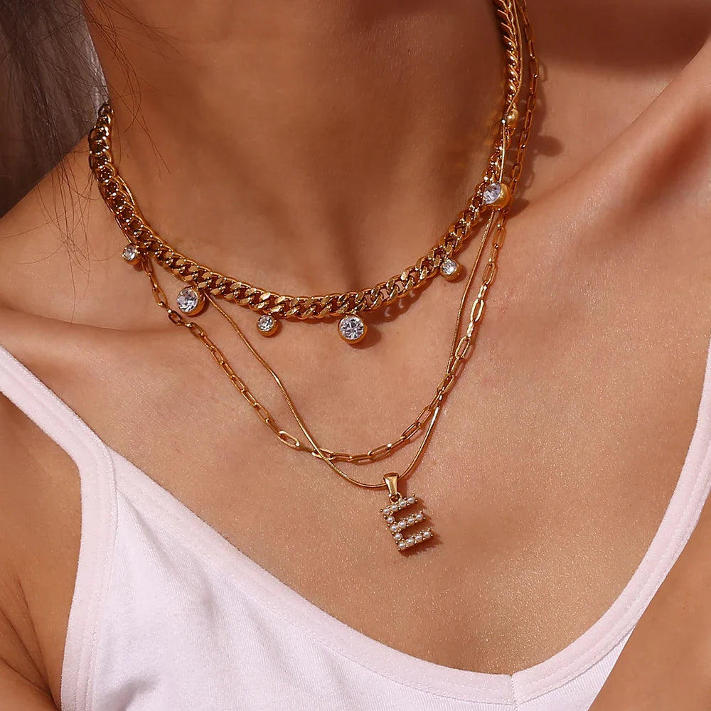 18k Pearl Initial Snake Chain