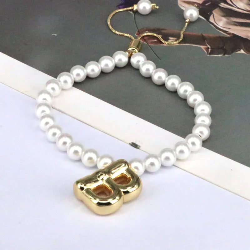 Pearl Balloon Initial Bracelets