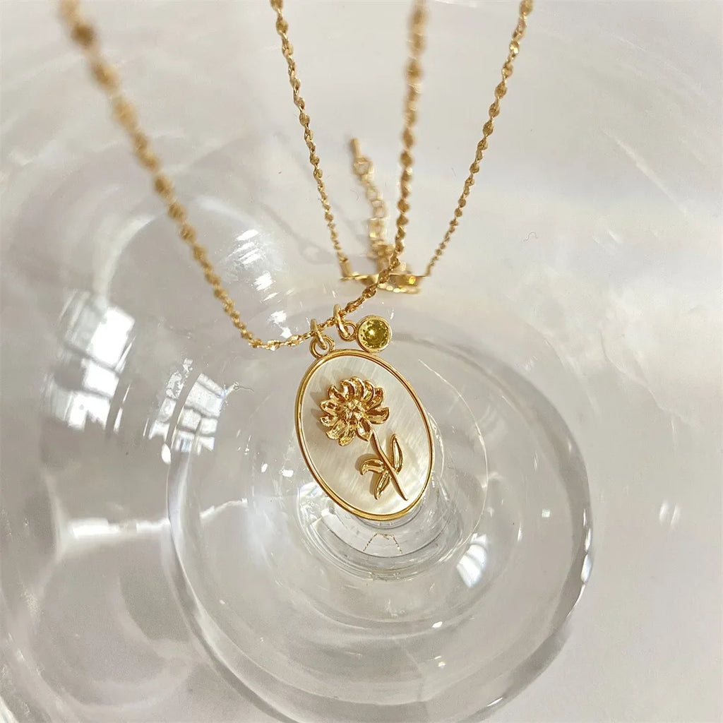 Birth Flower & Stone Necklace