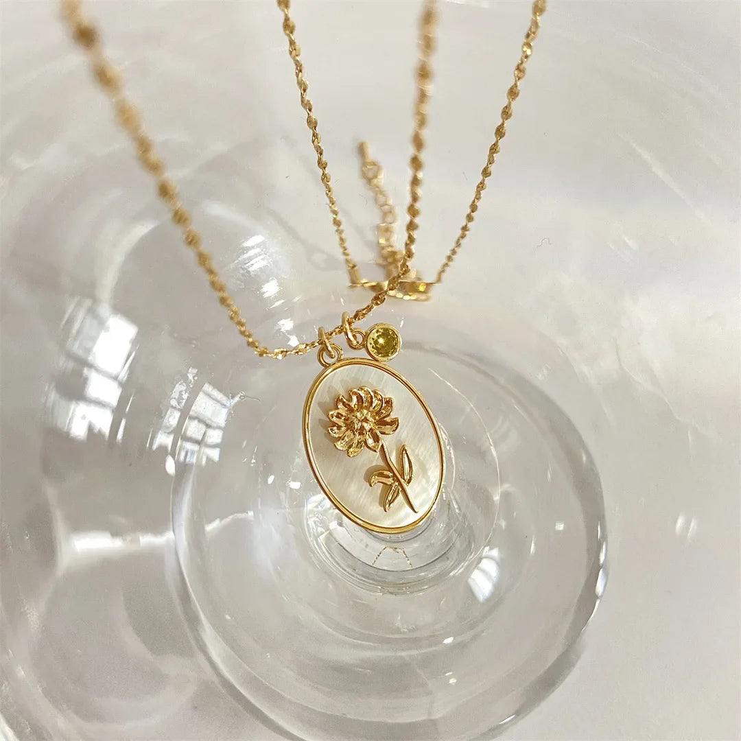 Birth Flower & Stone Necklace