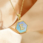 Colorful Hexagon Initial Necklace