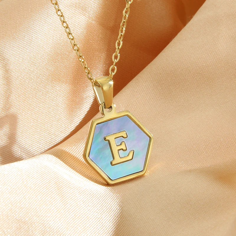 Colorful Hexagon Initial Necklace