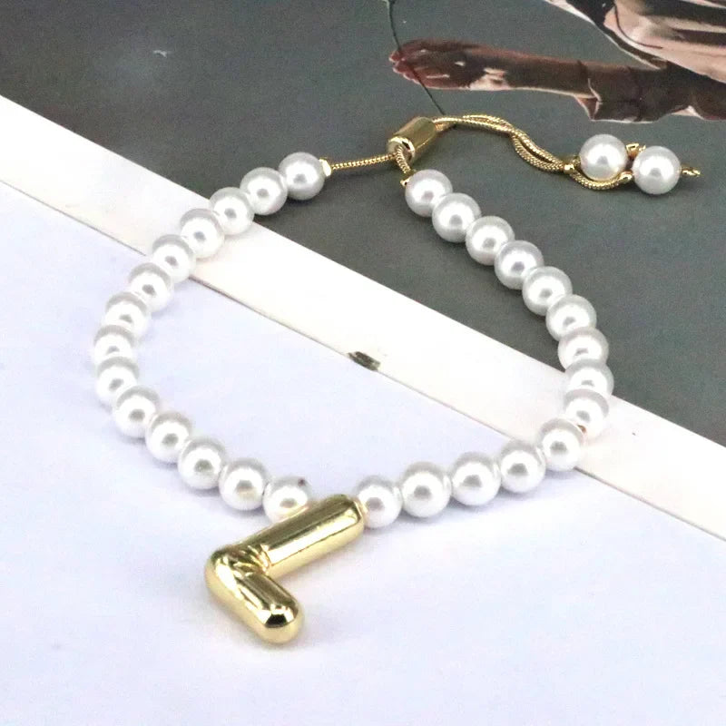 Pearl Balloon Initial Bracelets