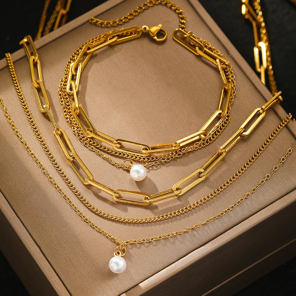 Multi Layer Pearl Jewelry Set