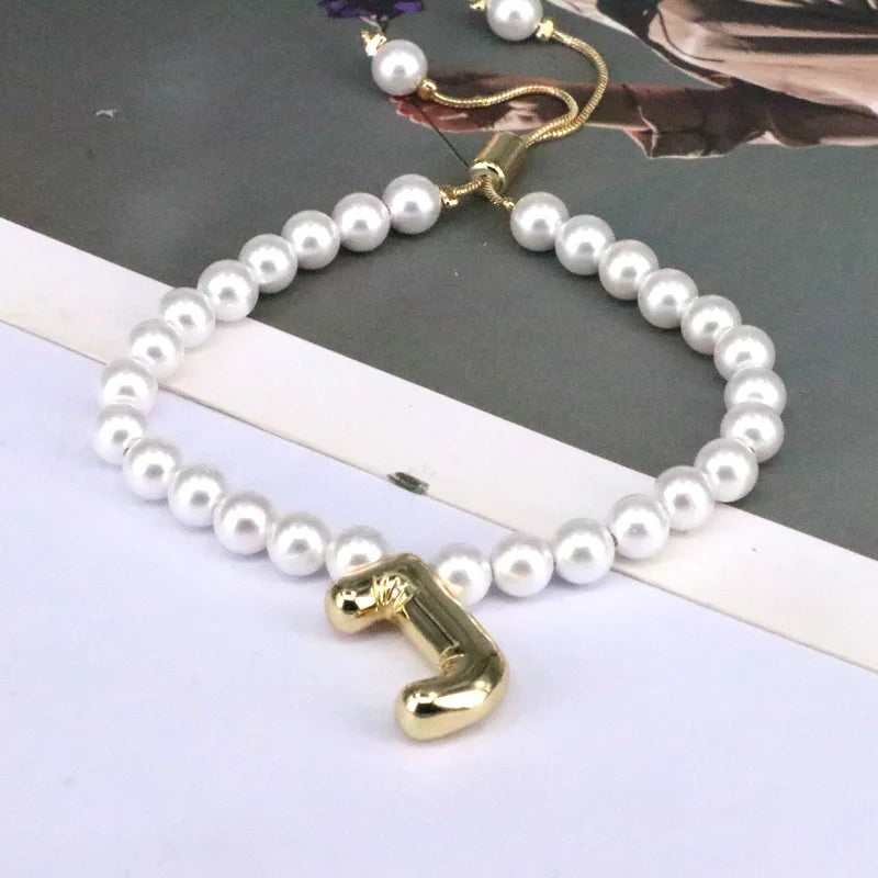 Pearl Balloon Initial Bracelets