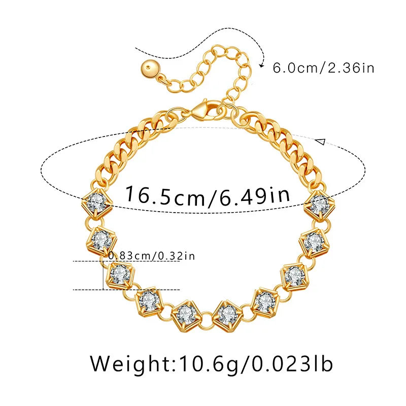 18k Square Gem Cuban Bracelet