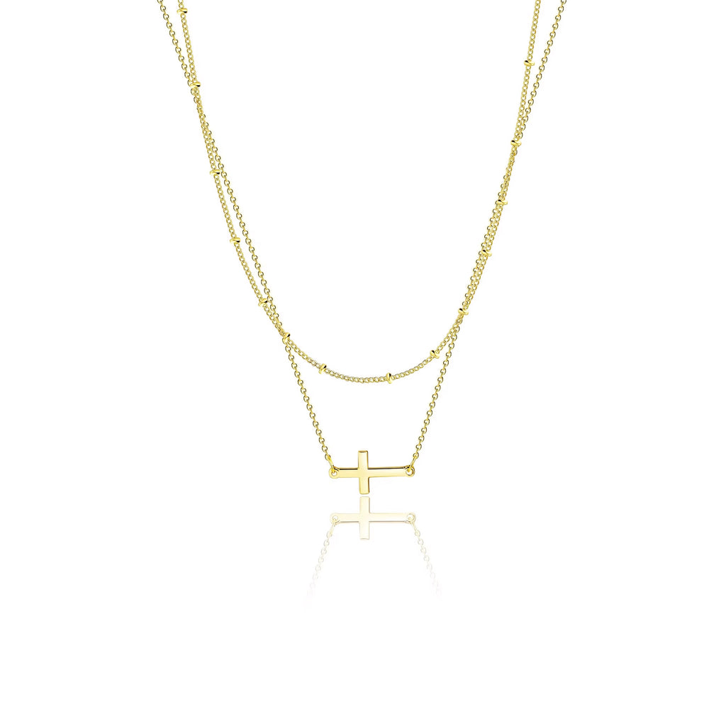 2PC 14k Dainty Cross Layering Necklaces