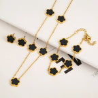 Dainty Clover Bracelet Necklace Set