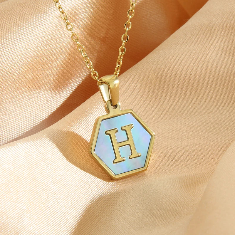 Colorful Hexagon Initial Necklace