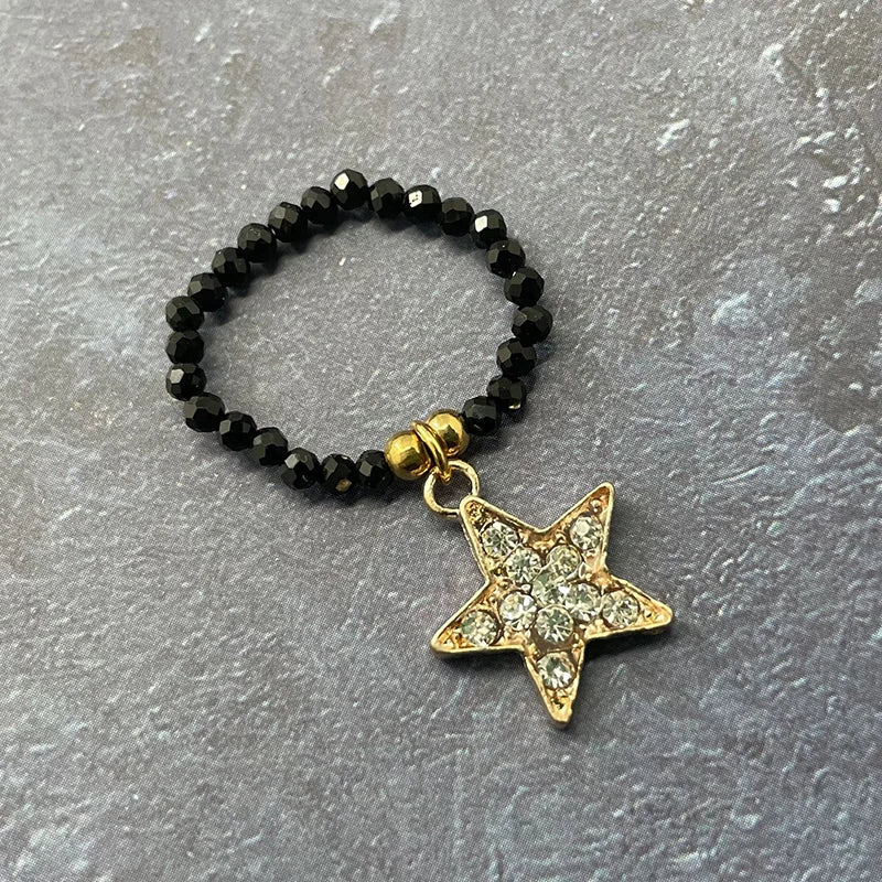 Obsidian Charm Ring