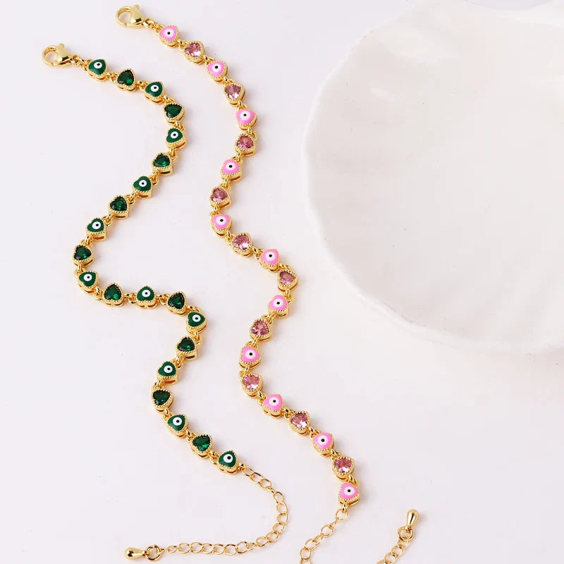 18k Heart Evil Eye Bracelets