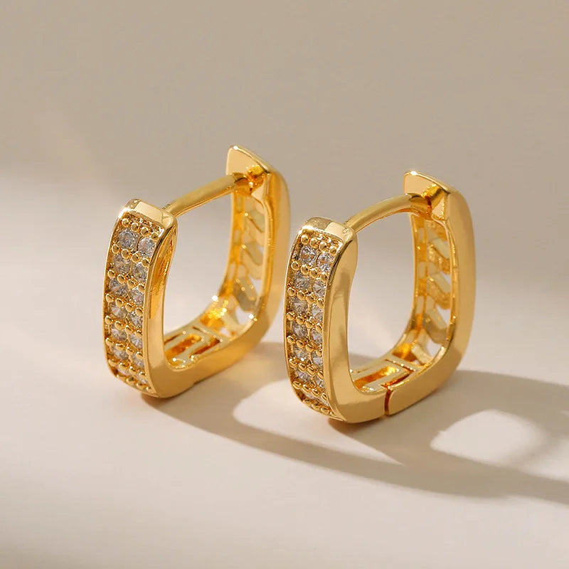 18k Sparkle Square Earrings