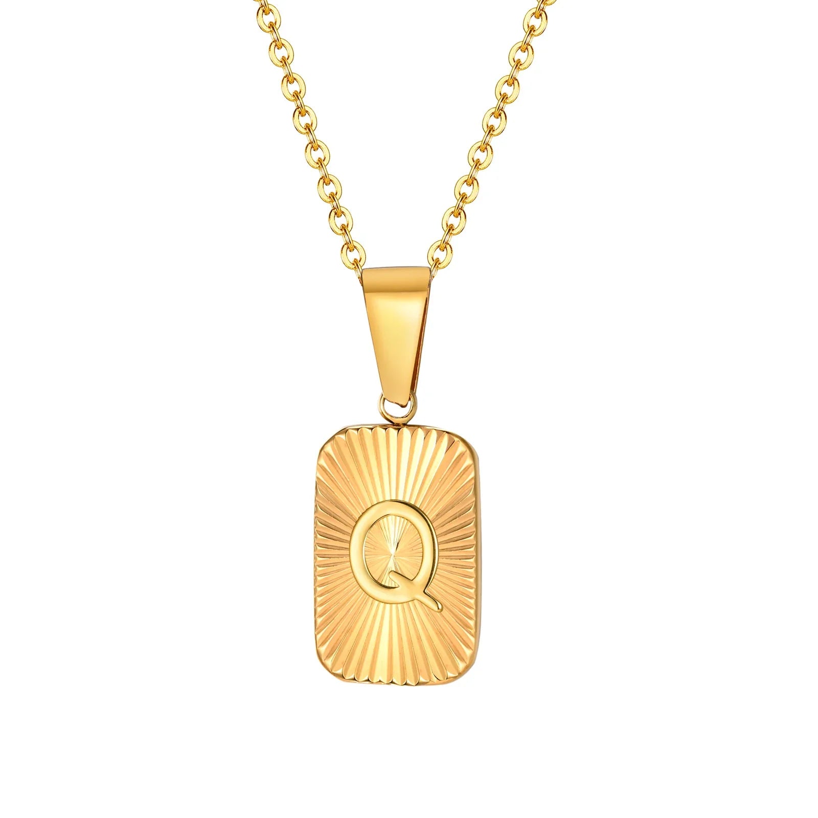 18k Square Ray Initial Necklace