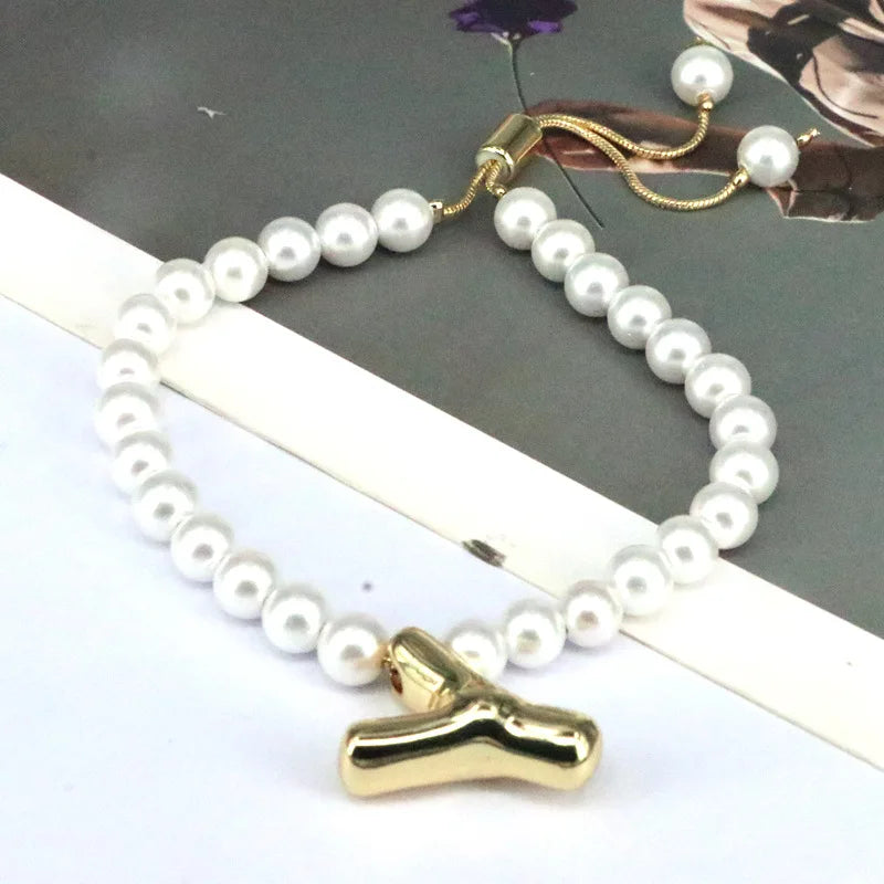 Pearl Balloon Initial Bracelets