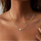 2PC 14k Dainty Cross Layering Necklaces