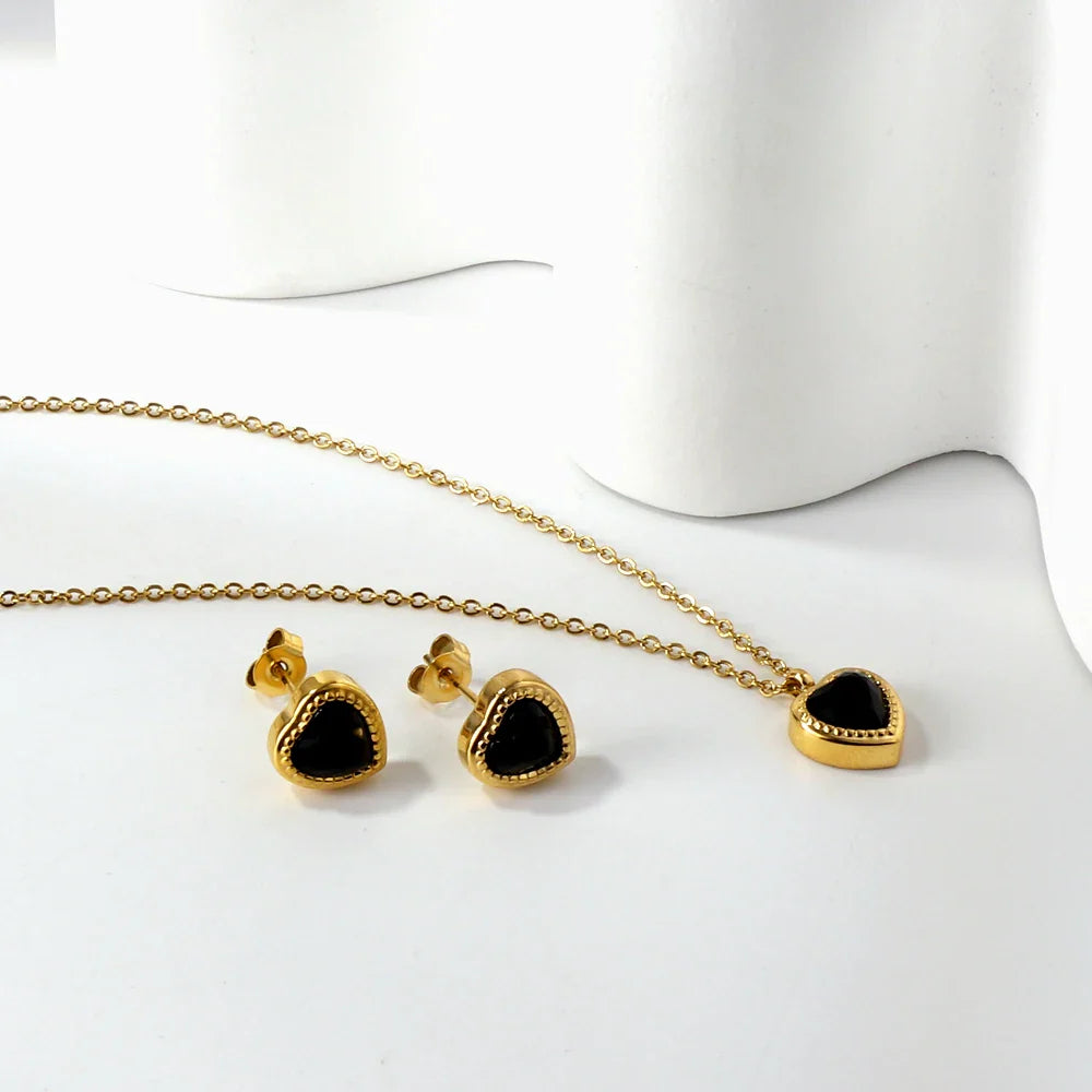Heart Charm Earring & Necklace