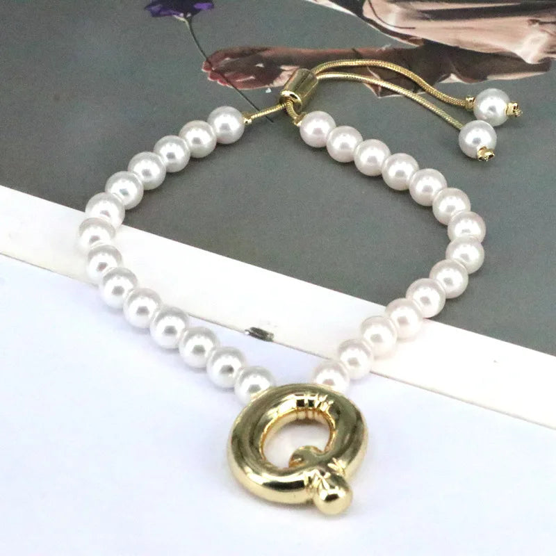 Pearl Balloon Initial Bracelets