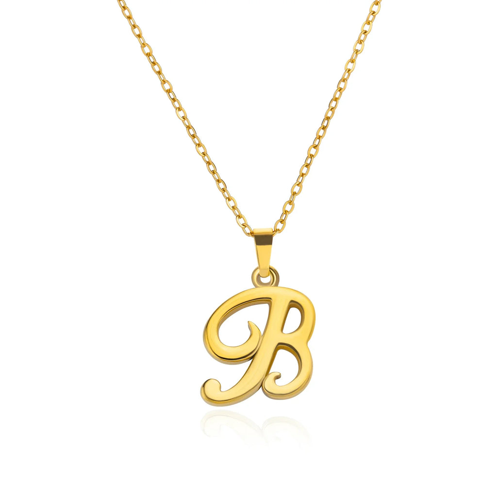 18k Cursive Initial Necklace