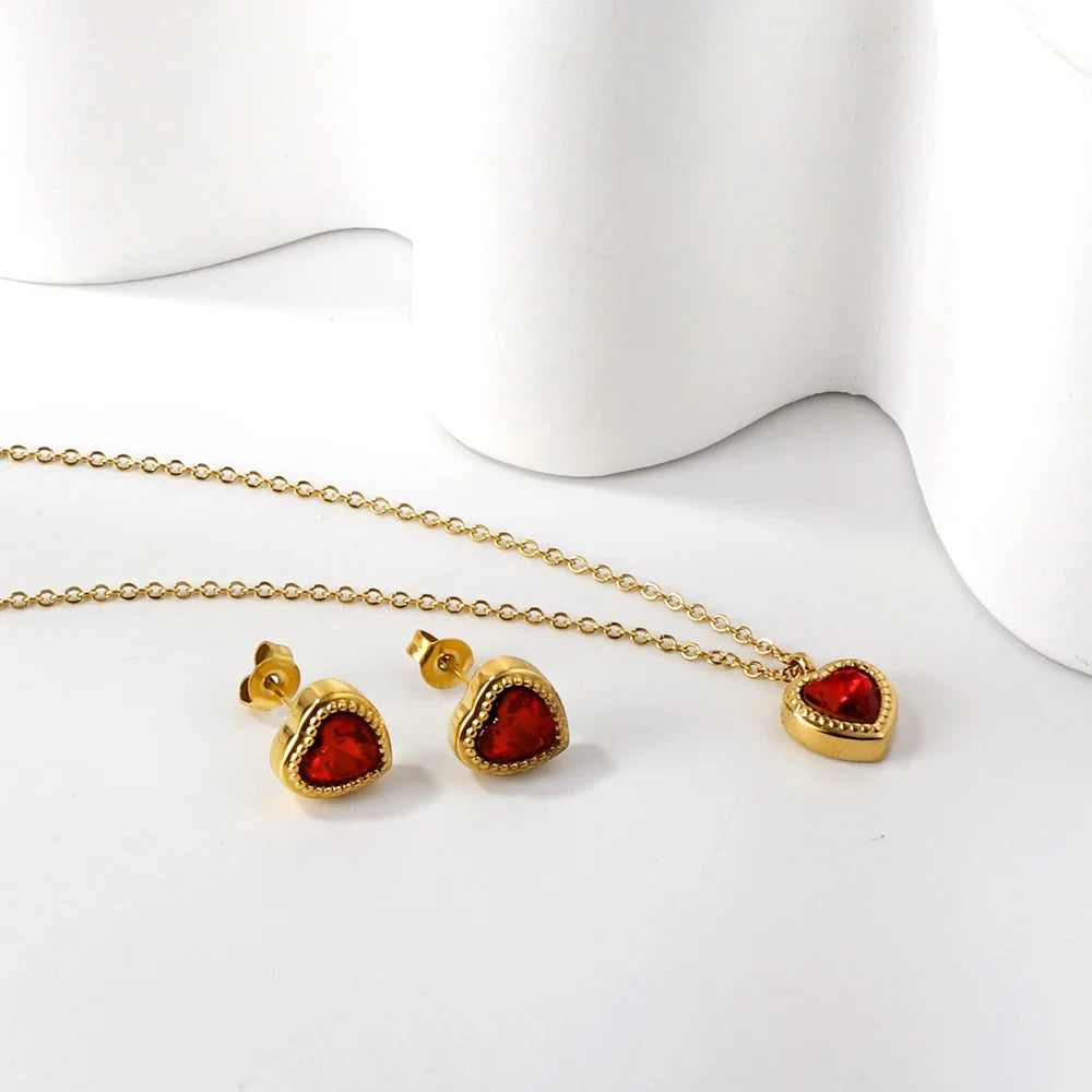 Heart Charm Earring & Necklace