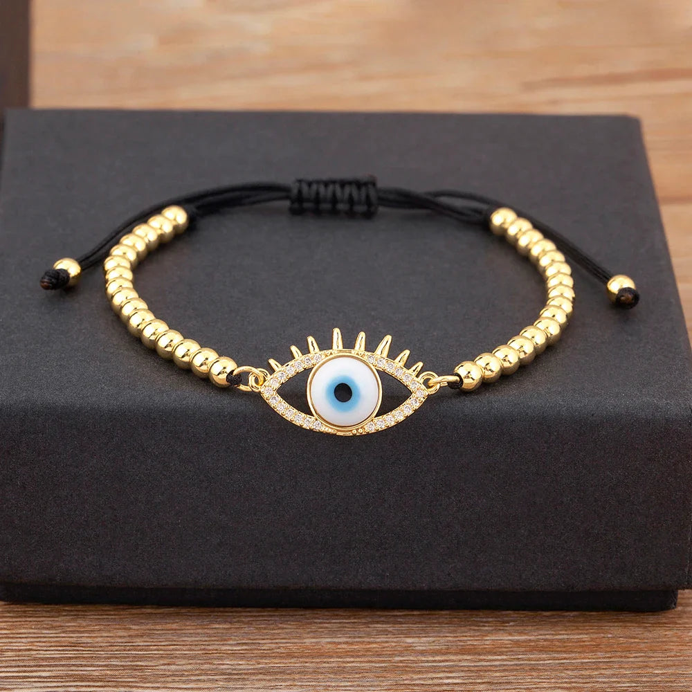 Adjustable Evil Eye Bead Bracelet